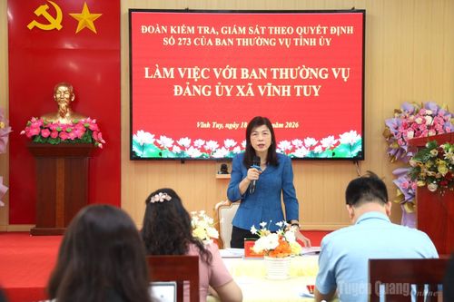 Đoàn kiểm tra, giám sát của Ban Thường vụ Tỉnh ủy làm việc với một số địa phương