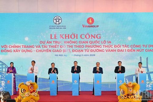 [Ảnh] Chủ tịch Quốc hội Trần Thanh Mẫn dự Lễ khởi công Dự án trục không gian Quốc lộ 1A