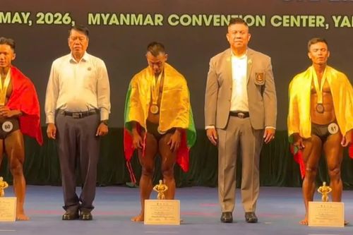 Vận động viên thể hình Lê Hữu Phước của Khánh Hòa giành huy chương bạc giải Đông Nam Á