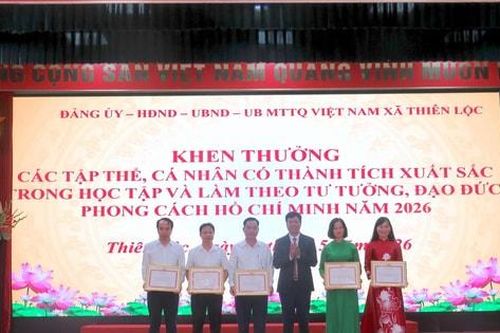 Xã Thiên Lộc khen thưởng tập thể, cá nhân tiêu biểu trong học tập và làm theo Bác Hồ