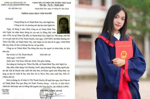 Nghệ An: Nữ sinh lớp 12 mất tích nhiều ngày, công an thông báo đặc điểm nhận dạng