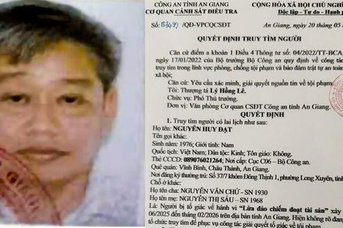 Công an An Giang truy tìm đối tượng bị tố lừa đảo chiếm đoạt trên 80 tỷ đồng
