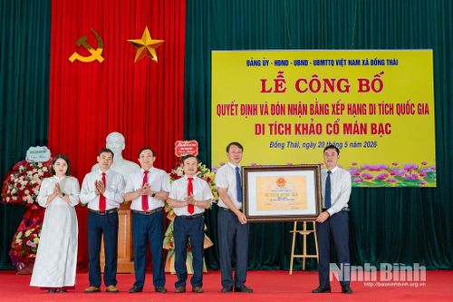 Xã Đồng Thái đón nhận Bằng xếp hạng di tích quốc gia Di tích khảo cổ Mán Bạc