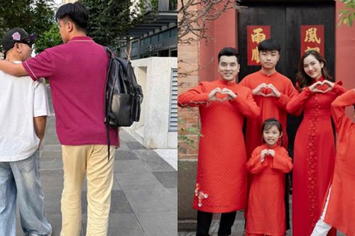 Con trai siêu mẫu Kim Cương gây chú ý với chiều cao vượt trội bên bố dượng Ưng Hoàng Phúc