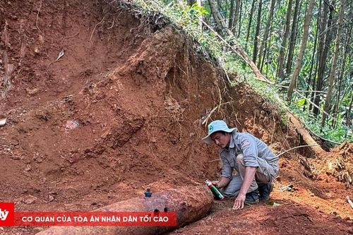 Phát hiện bom 'khủng' dưới rừng tràm ở A Lưới