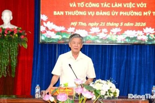 Bí thư Tỉnh ủy Ngô Chí Cường làm việc với Ban Thường vụ Đảng ủy phường Mỹ Tho