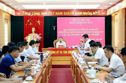 Giám sát đối với Ban Thường vụ Đảng ủy các xã Tân Sơn, Minh Đài, Võ Miếu
