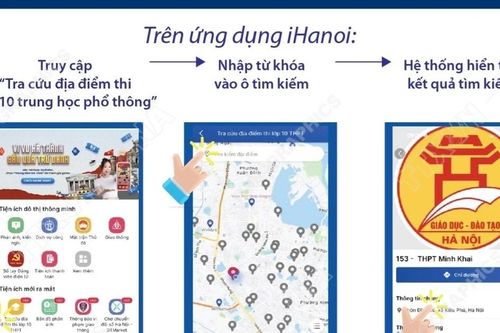 Học sinh có thể tra cứu lộ trình tới điểm thi lớp 10 trên iHanoi