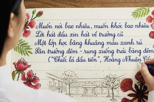 Vần thơ in đậm trên trang lưu bút học trò