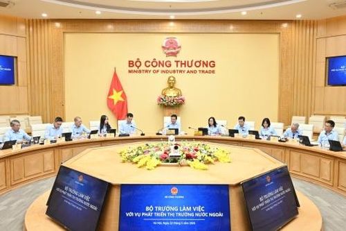 Bộ trưởng Lê Mạnh Hùng làm việc với Vụ Phát triển thị trường nước ngoài