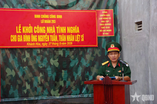 Lữ đoàn 293 (Binh chủng Công binh) khởi công xây dựng nhà tình nghĩa