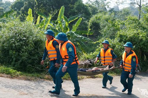 Xã Điềm Thụy tổ chức diễn tập phòng chống thiên tai và tìm kiếm cứu nạn