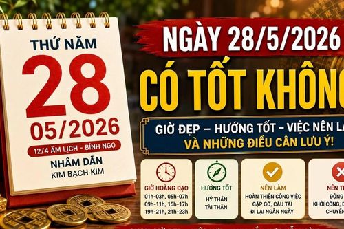 Lịch âm hôm nay 28/5/2026: Ngày Hắc đạo nhưng vẫn có khung giờ may mắn cầu tài