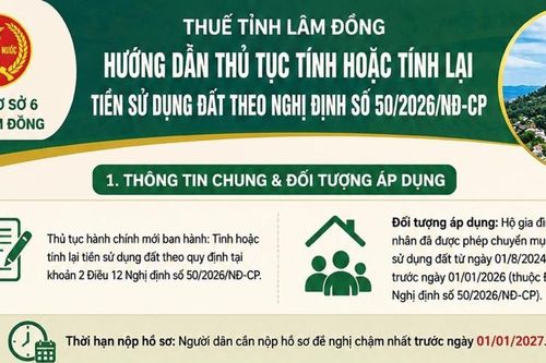 Tỉnh Lâm Đồng hướng dẫn tính lại tiền sử dụng đất theo Nghị định 50/2026/NĐ-CP