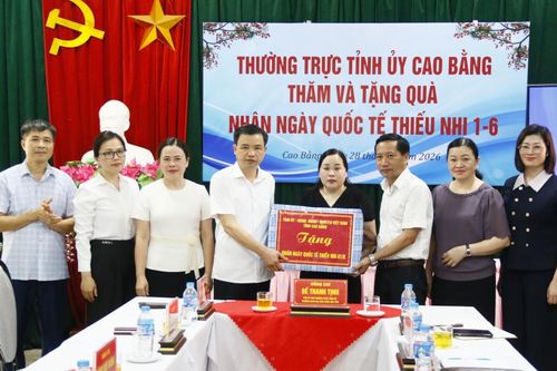 Phó Bí thư Thường trực Tỉnh ủy, Trưởng Đoàn ĐBQH tỉnh Bế Thanh Tịnh tặng quà Tết thiếu nhi tại Cơ sở giáo dục trẻ khuyết tật