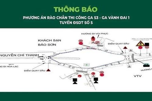 Rào chắn nút giao Nguyễn Chí Thanh- La Thành để thi công metro Văn Cao- Hòa Lạc