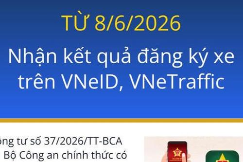 Từ 8/6, nhận kết quả đăng ký xe trên VNeID, VneTraffic