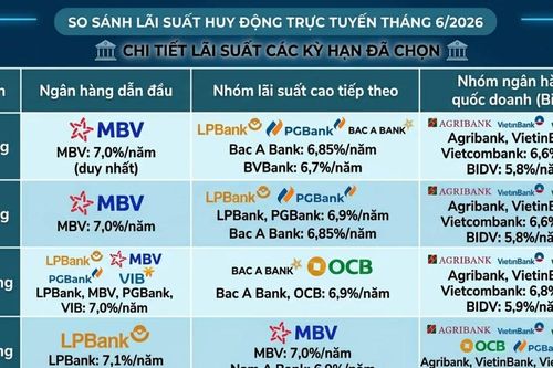 Ngân hàng nào áp dụng mức lãi suất cao nhất tháng 6?