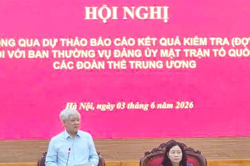 Thông qua dự thảo báo cáo kết quả kiểm tra đối với Ban Thường vụ Đảng ủy MTTQ, các đoàn thể Trung ương