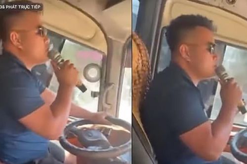 Tài xế vừa điều khiển ô tô vừa hát karaoke
