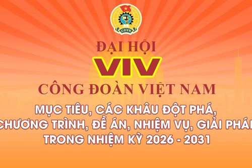 Đại hội XIV Công đoàn Việt Nam: Mục tiêu, các khâu đột phá, chương trình, đề án, nhiệm vụ, giải pháp trong nhiệm kỳ 2026 – 2031