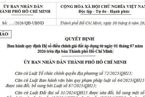 TP. HCM đề xuất hệ số K mới: Giá đất nông nghiệp có nơi tăng hơn 10 lần