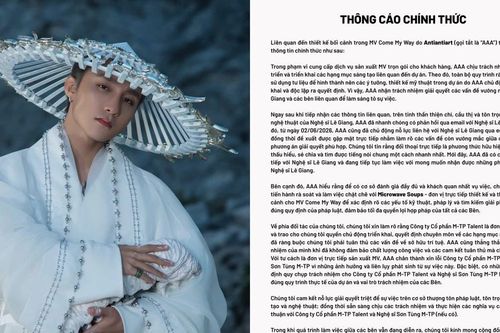 Nghệ sĩ Lê Giang không chấp nhận lời xin lỗi, Antiantiart và M-TP Talent lên tiếng