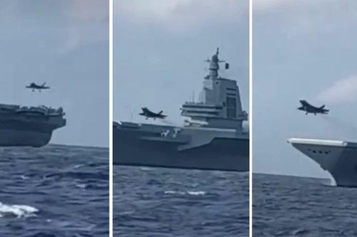 J-35 và J-15T thực hành 'chạm rồi bay' trên siêu tàu sân bay hiện đại nhất Trung Quốc