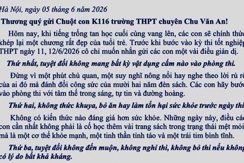 Hiệu trưởng Trường chuyên Chu Văn An xưng 'chuột mẹ', gửi thư động viên học trò trước kỳ thi tốt nghiệp trung học phổ thông