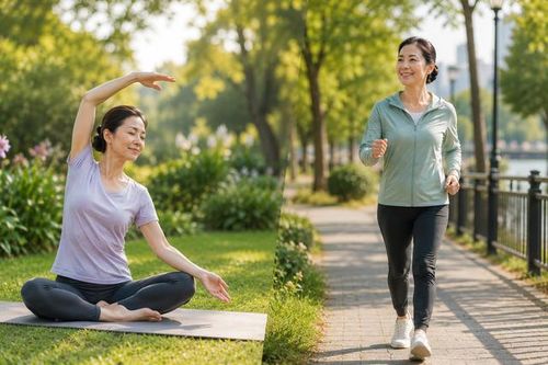 Phụ nữ trung niên nên ưu tiên yoga hay đi bộ?