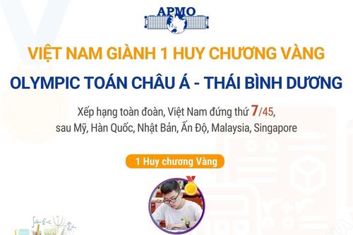 Việt Nam giành 1 Huy chương Vàng Olympic Toán châu Á - Thái Bình Dương
