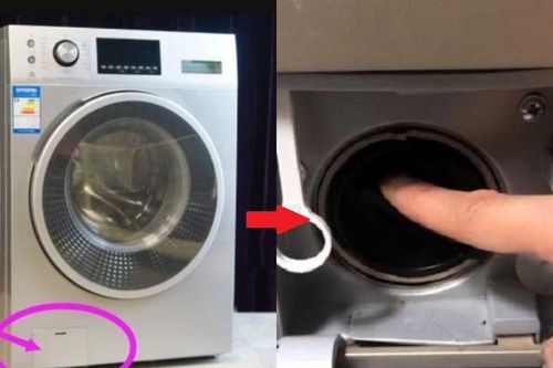 Trên máy giặt có 1 công tắc ẩn, cứ bật lên là toàn bộ nước bẩn chảy ra ngay