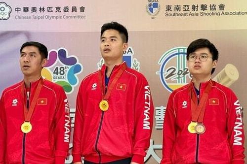 Phạm Quang Huy cùng đồng đội giành HCV 10m súng ngắn hơi nam tại giải vô địch Đông Nam Á 2026