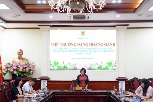 Thứ trưởng Đặng Hoàng Oanh làm việc về kết quả bước đầu Tổng rà soát văn bản thuộc lĩnh vực quản lý Nhà nước của Bộ Tư pháp
