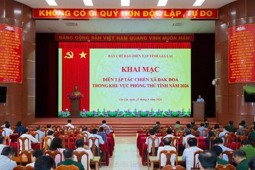 Khai mạc diễn tập tác chiến xã Đak Đoa trong khu vực phòng thủ tỉnh năm 2026