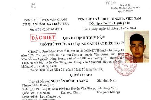 Kêu gọi đối tượng truy nã Nguyễn Đông Trang ra đầu thú
