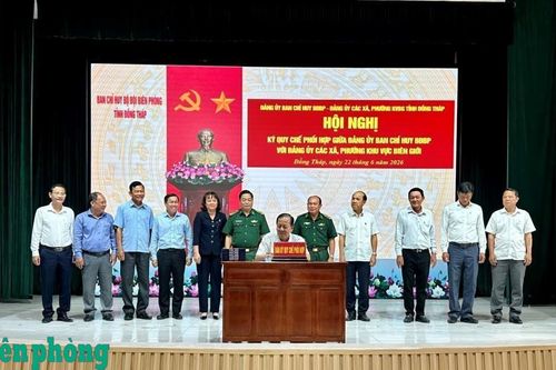 Đảng ủy Bộ đội Biên phòng tỉnh Đồng Tháp ký kết Quy chế phối hợp với Đảng ủy các xã, phường biên giới