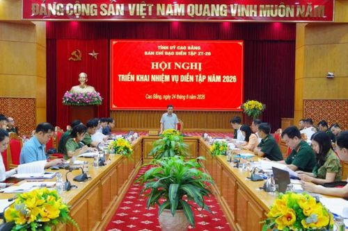 Phó Bí thư Thường trực Tỉnh ủy, Trưởng Đoàn đại biểu Quốc hội tỉnh Bế Thanh Tịnh chủ trì hội nghị triển khai nhiệm vụ diễn tập năm 2026