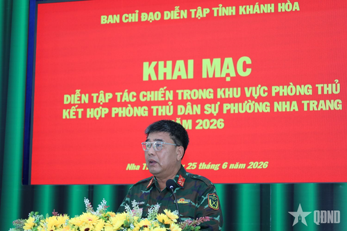 Diễn tập tác chiến trong khu vực phòng thủ kết hợp phòng thủ dân sự cho phường Nha Trang