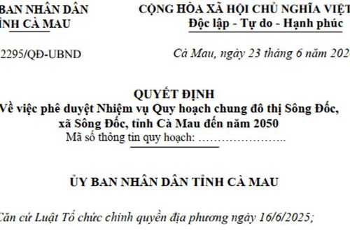 Quy hoạch đô thị ven biển Sông Đốc 8.300ha tại Cà Mau: Tầm nhìn đô thị loại III đến năm 2050