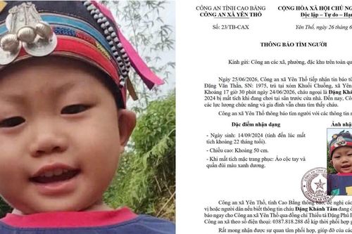 Bé trai 22 tháng tuổi mất tích bí ẩn