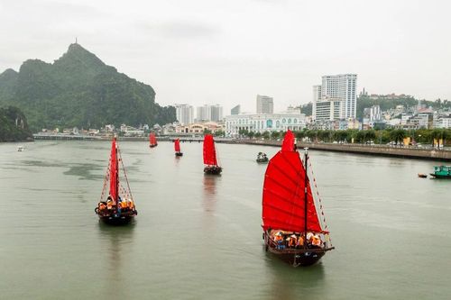 Vi vu thuyền buồm ba vách ngắm vịnh Hạ Long