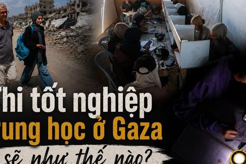 Trường học bị bom vùi, thí sinh ở Gaza thi tốt nghiệp trung học tại quán cà phê