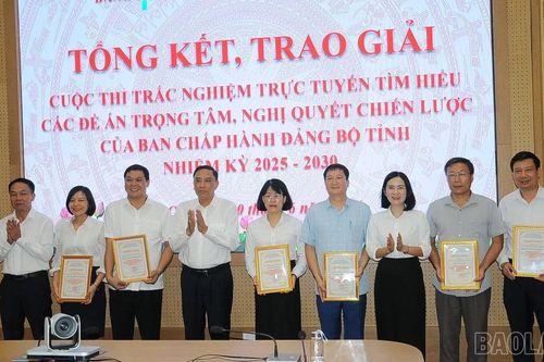 Tổng kết, trao giải Cuộc thi trắc nghiệm trực tuyến tìm hiểu các đề án trọng tâm, nghị quyết chiến lược của Ban Chấp hành Đảng bộ tỉnh