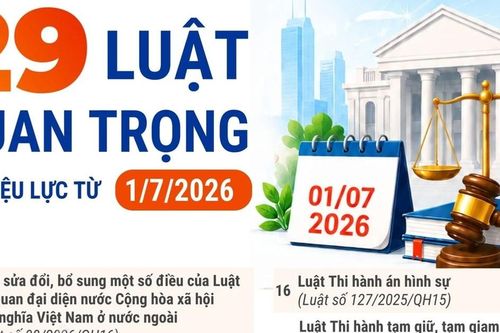 29 luật quan trọng có hiệu lực từ ngày 1/7/2026