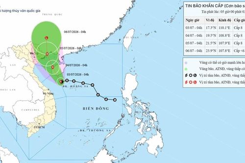 Bão số 1 (Maysak), giật cấp 10, trên vùng biển phía tây bắc đặc khu Hoàng Sa