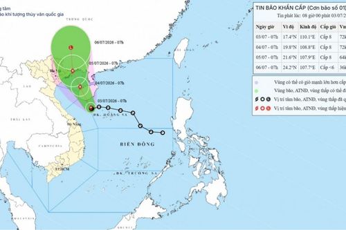 Bão số 1 trên vùng biển phía Tây Bắc đặc khu Hoàng Sa, gió cấp 8, giật cấp 10