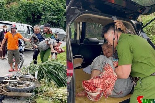Đồng chí Đại úy Công an xã Tân Yên kịp thời cứu giúp người bị tai nạn giao thông