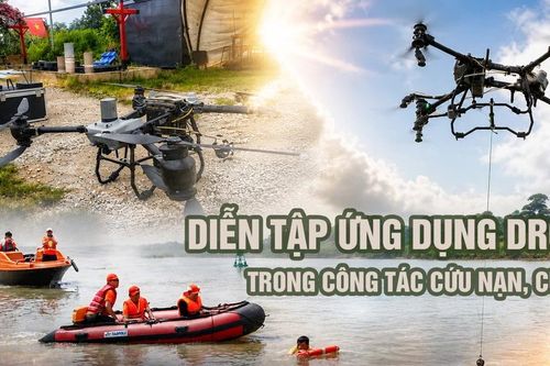 Diễn tập ứng dụng drone trong công tác cứu nạn, cứu hộ