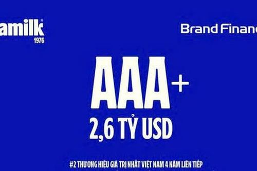 Vinamilk tiếp tục đạt xếp hạng AAA+ về sức mạnh thương hiệu